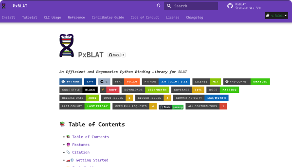 PxBLAT: An Efficient and Ergonomic Python Binding Library for BLAT