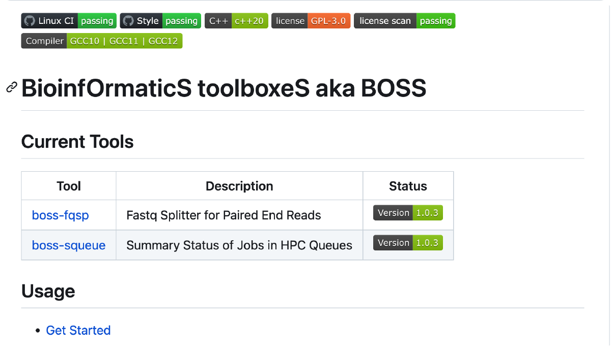 BOSS: A Bioinformatics Toolbox in Modern C++